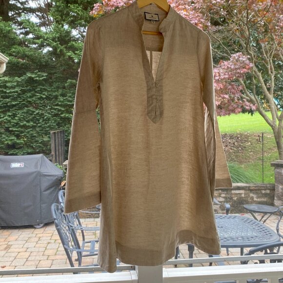 Tuckernuck Natural Linen Tatum Dress Tunic - POCKETS! Bell Sleeves - Picture 8 of 16